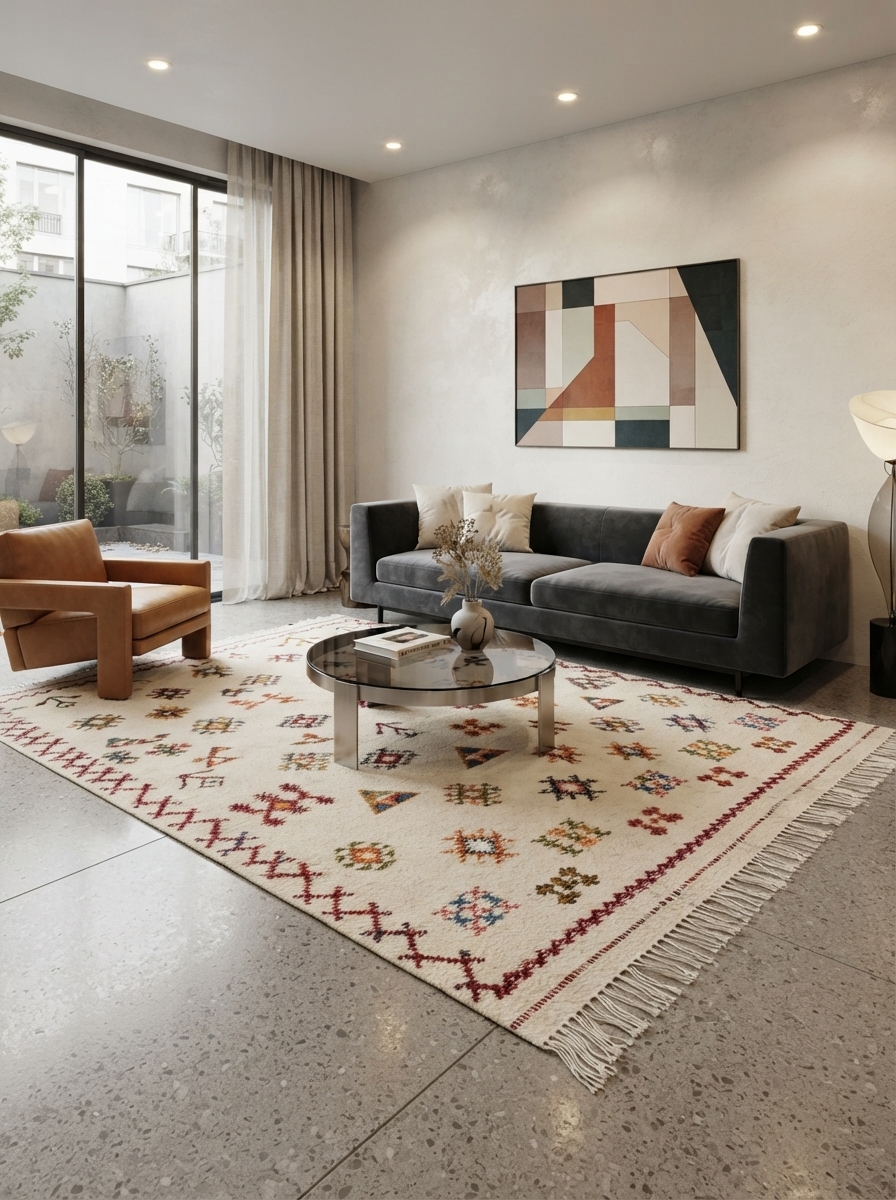 Tapis berbère marocain Akhenif fait main - vue 3