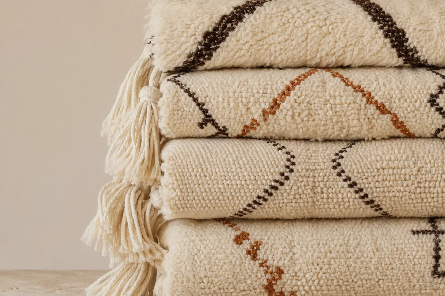 Stacks of Berber rugs